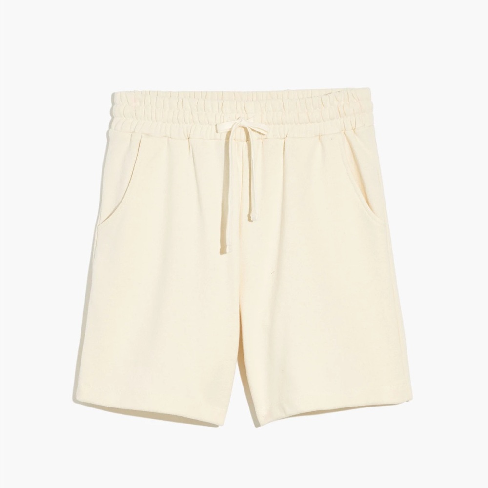 Madewell Cotton-Hemp Pull-On Sweatshorts in Antique Cream size XL